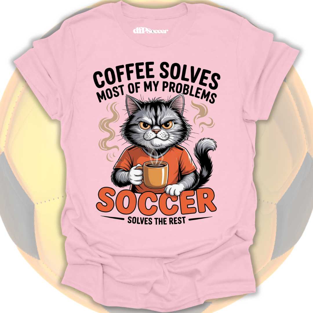 Cat Coffee Soccer T-Shirt