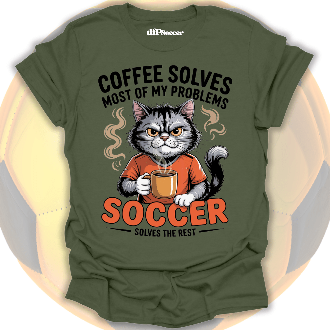 Cat Coffee Soccer T-Shirt
