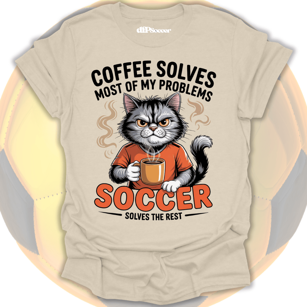 Cat Coffee Soccer T-Shirt
