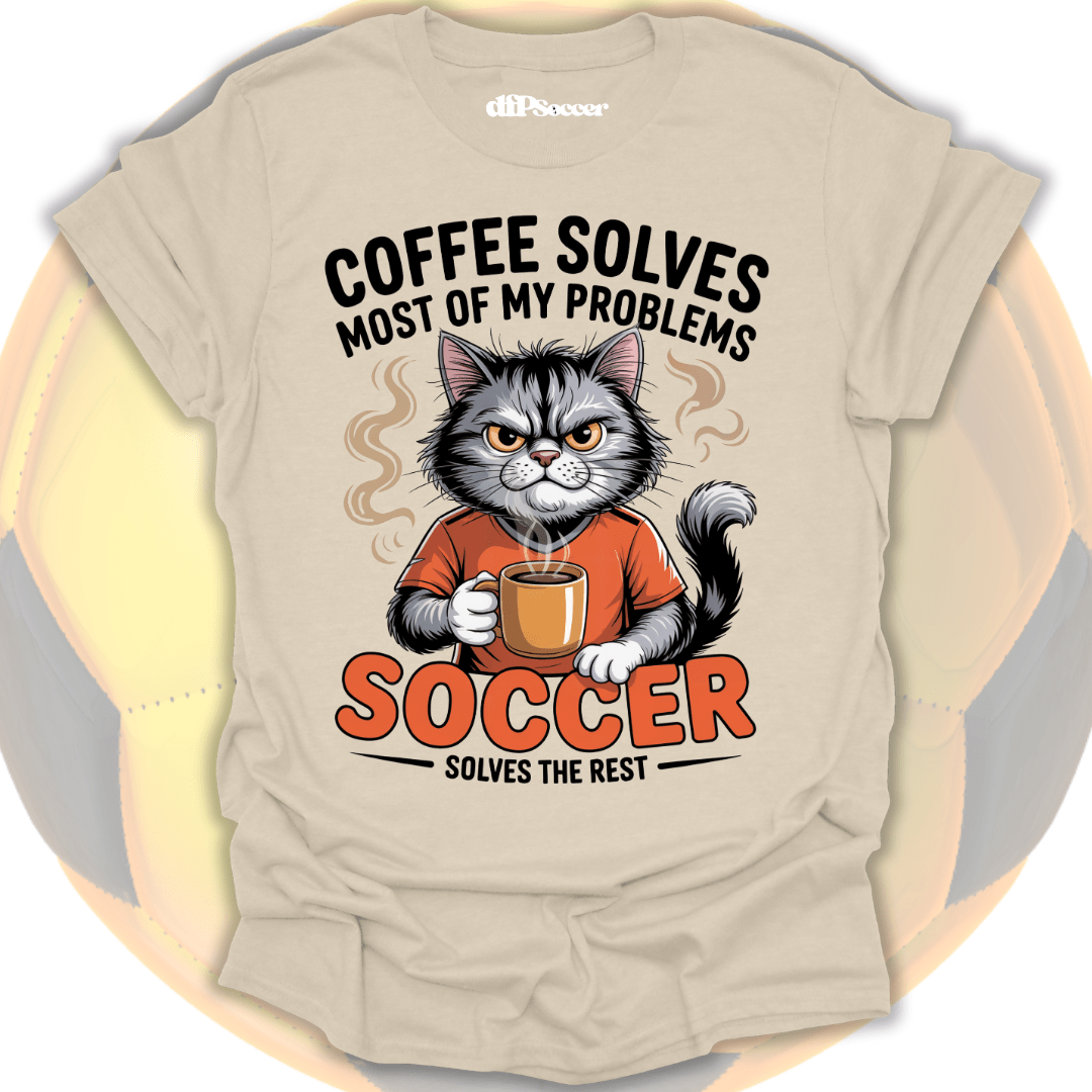 Cat Coffee Soccer T-Shirt