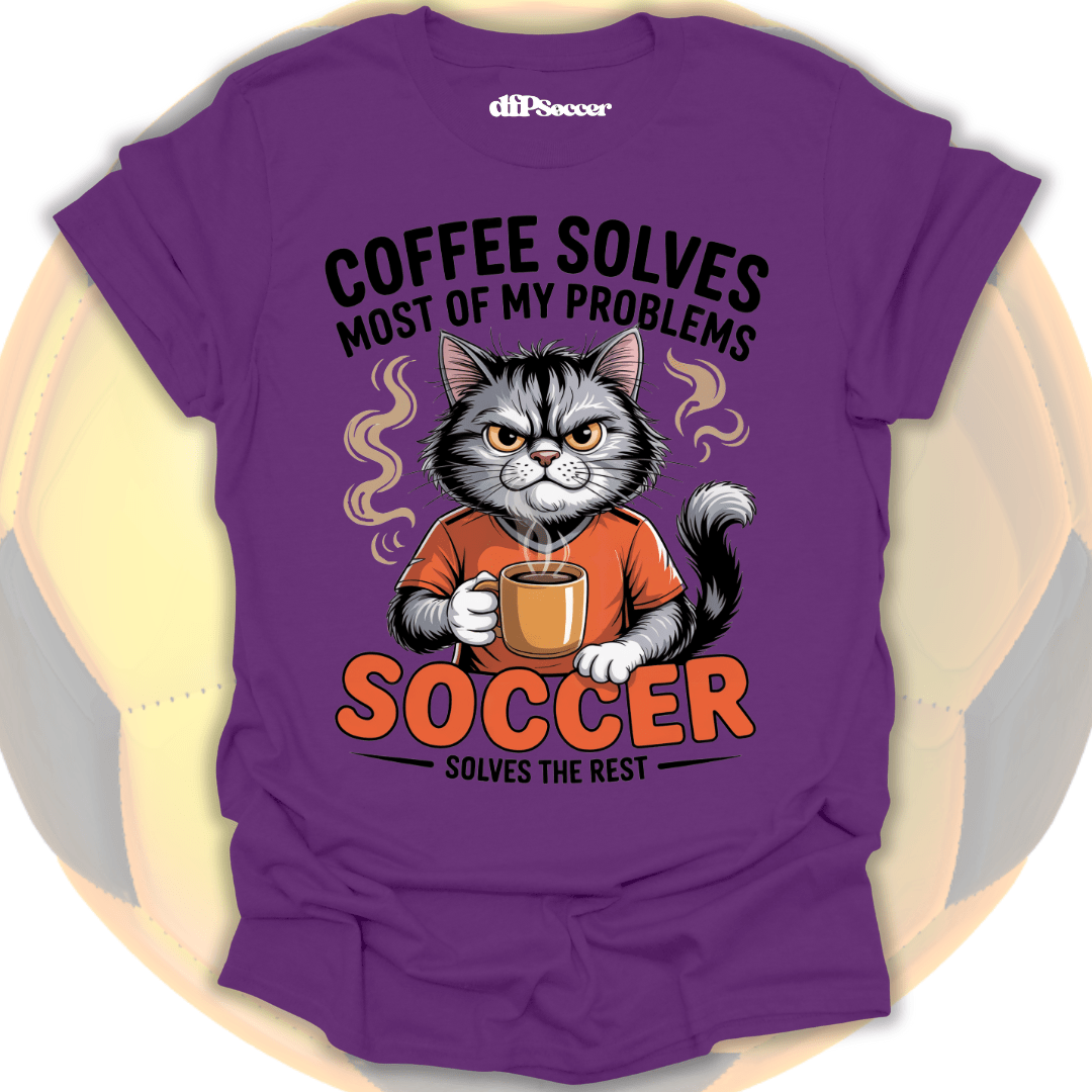 Cat Coffee Soccer T-Shirt