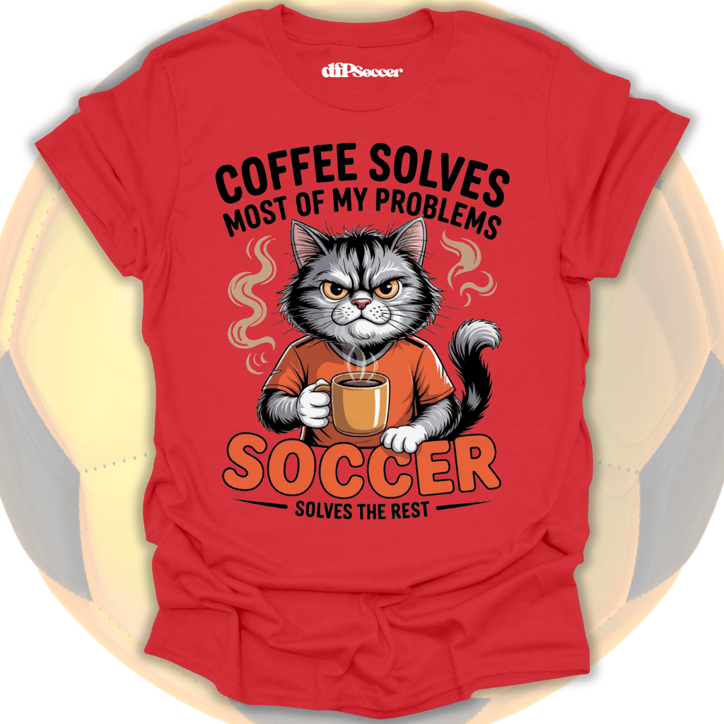 Cat Coffee Soccer T-Shirt