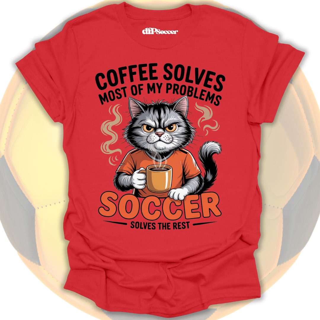 Cat Coffee Soccer T-Shirt