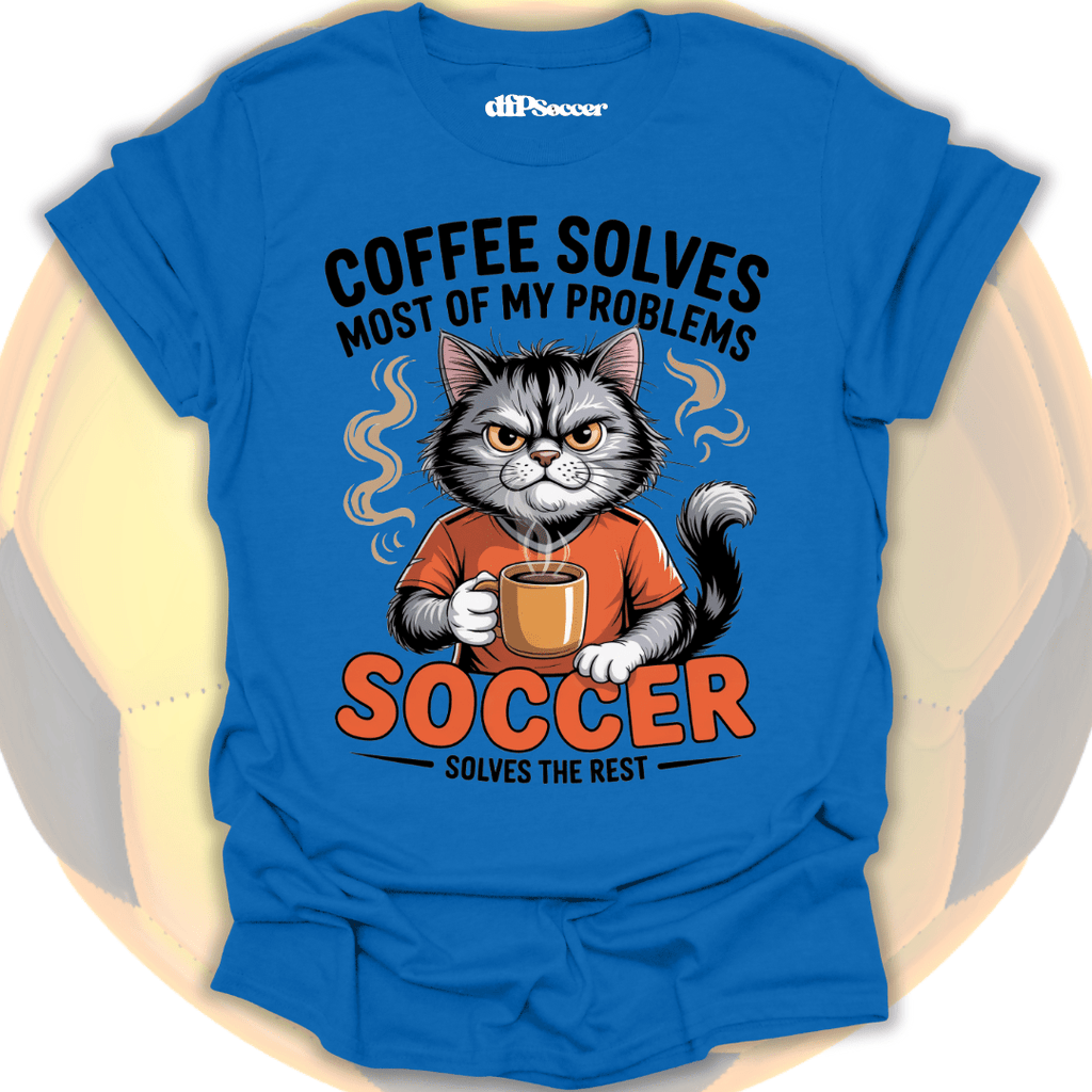 Cat Coffee Soccer T-Shirt