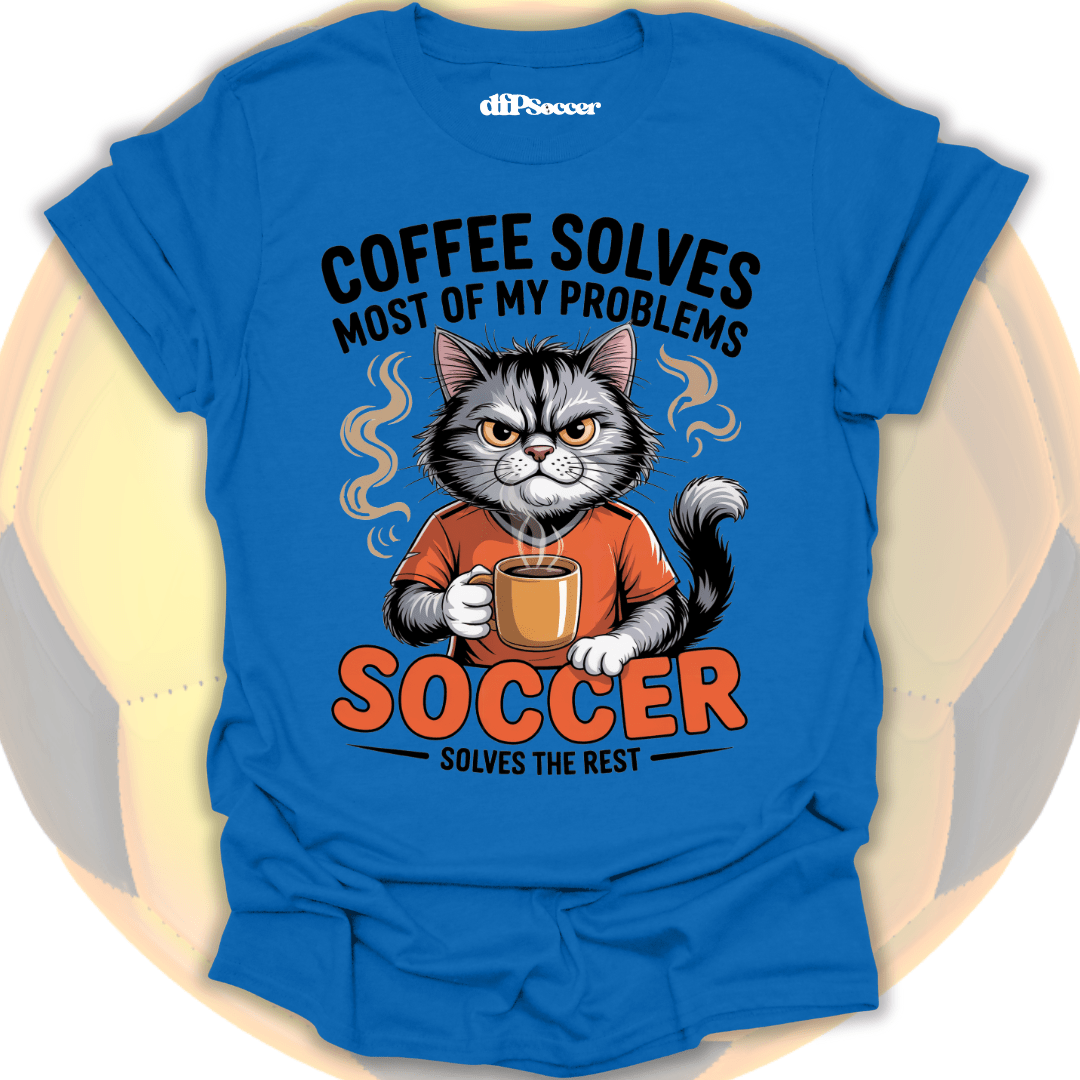 Cat Coffee Soccer T-Shirt