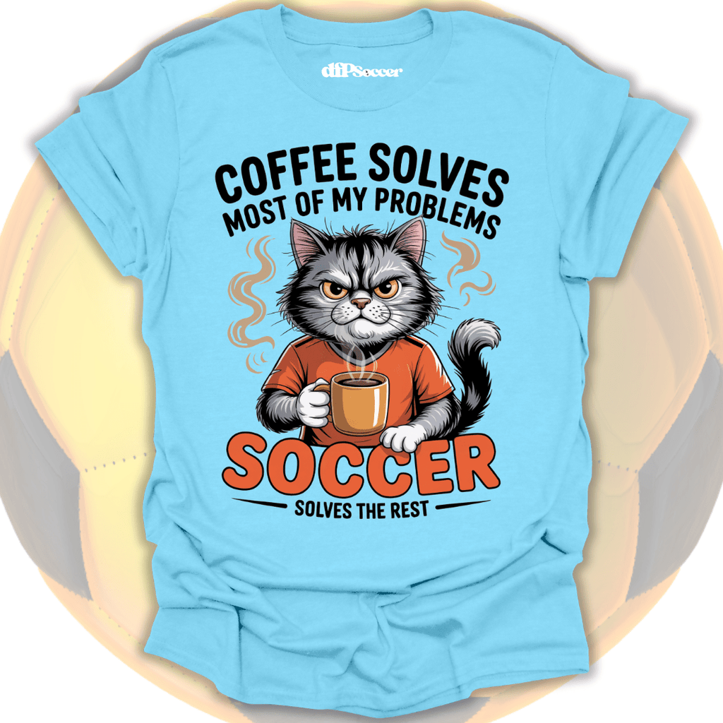 Cat Coffee Soccer T-Shirt