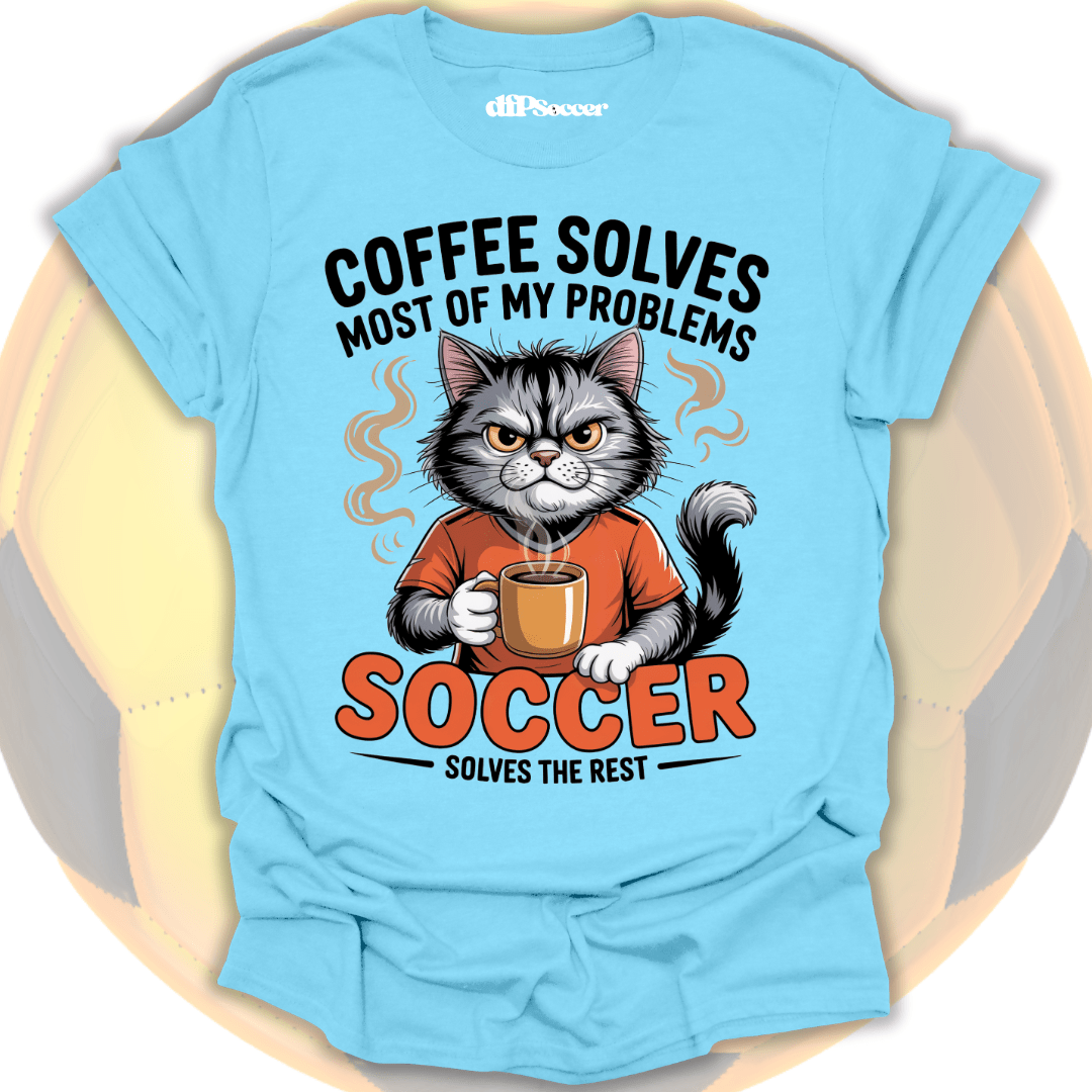 Cat Coffee Soccer T-Shirt