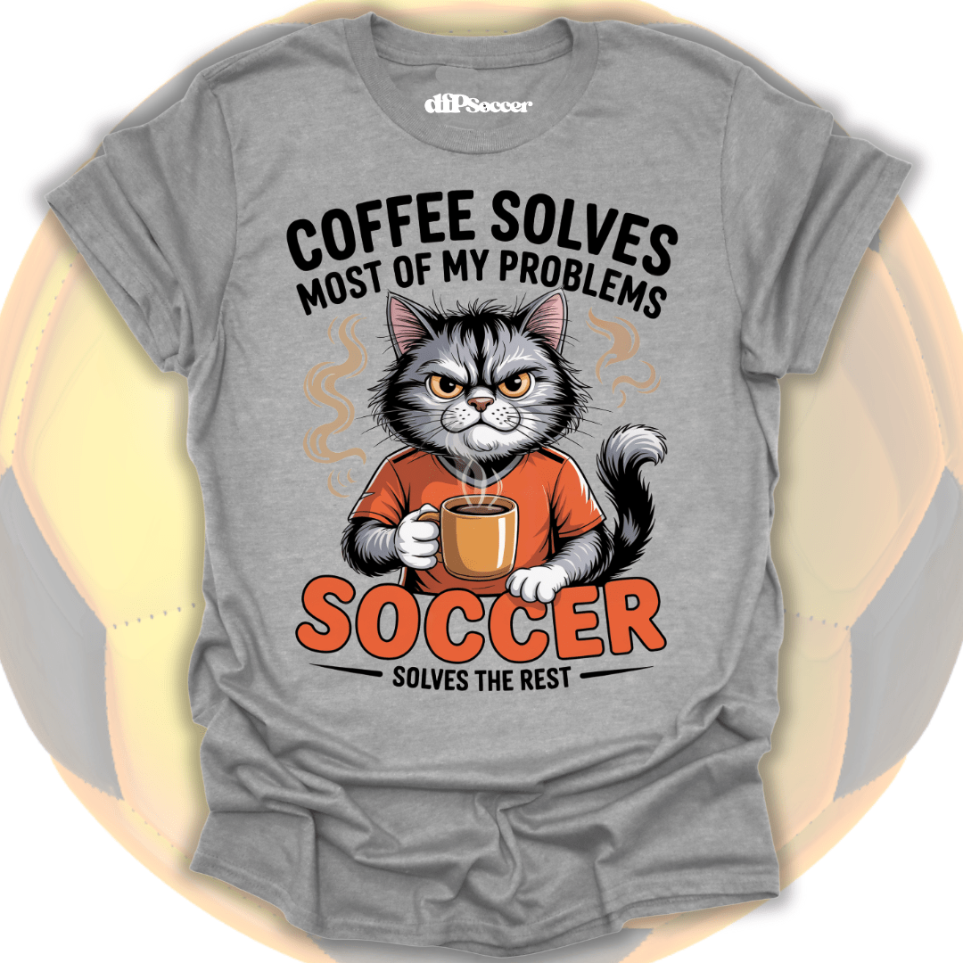 Cat Coffee Soccer T-Shirt
