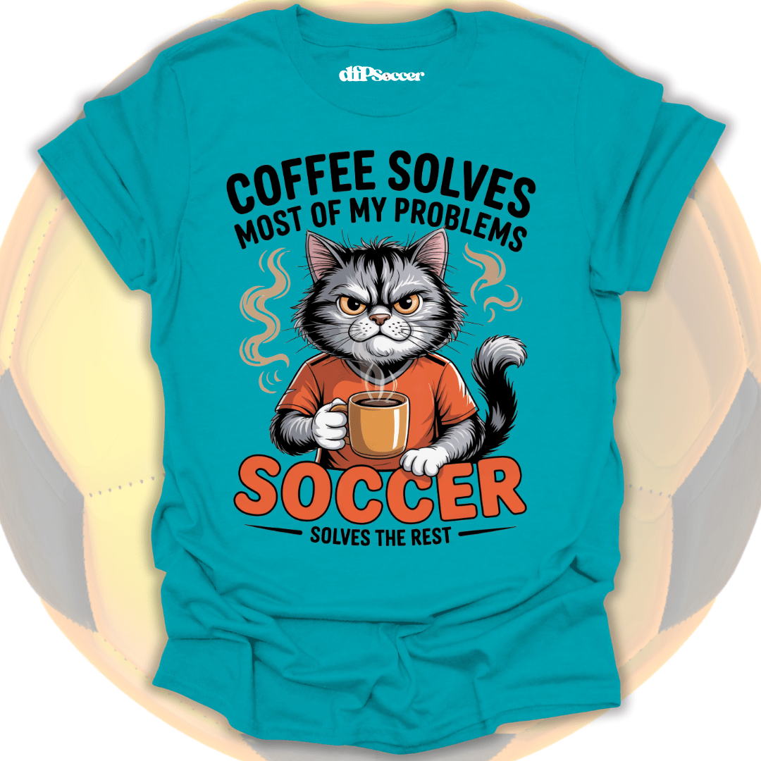 Cat Coffee Soccer T-Shirt