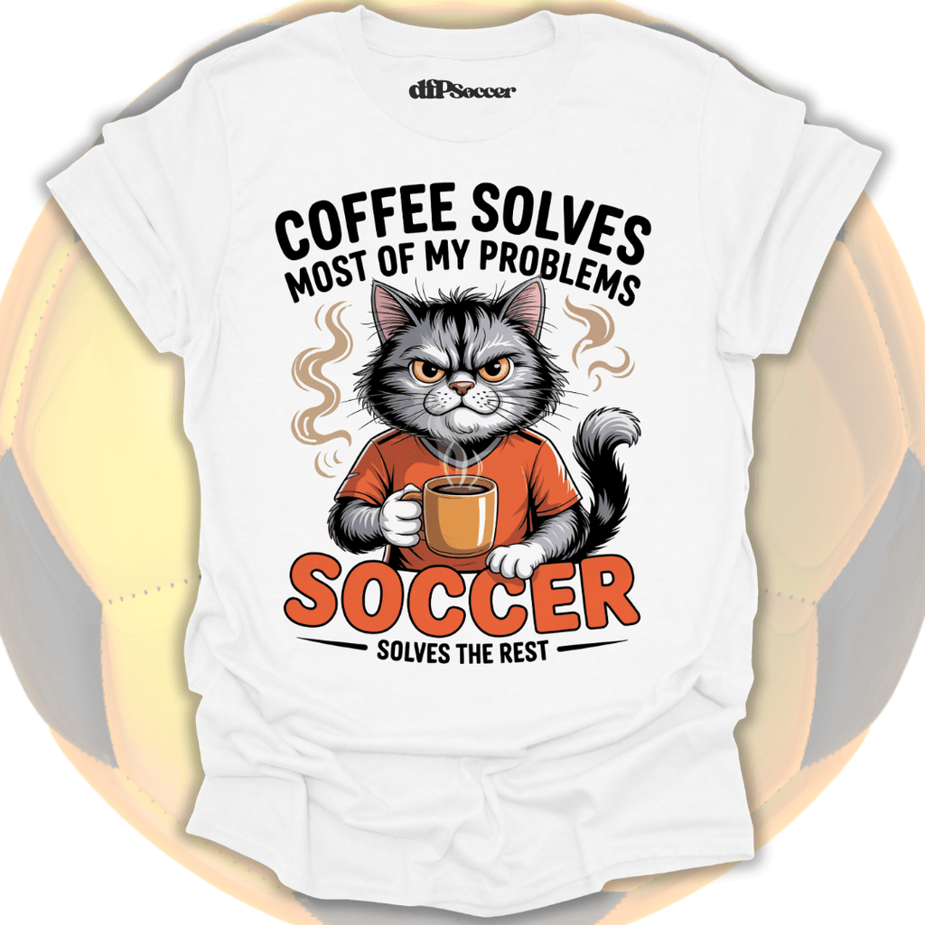 Cat Coffee Soccer T-Shirt