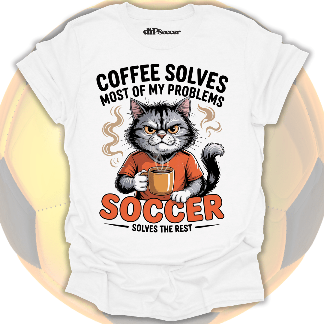 Cat Coffee Soccer T-Shirt